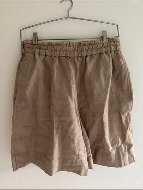 COS Sz S Tan 100% Linen Casual Relaxed Short